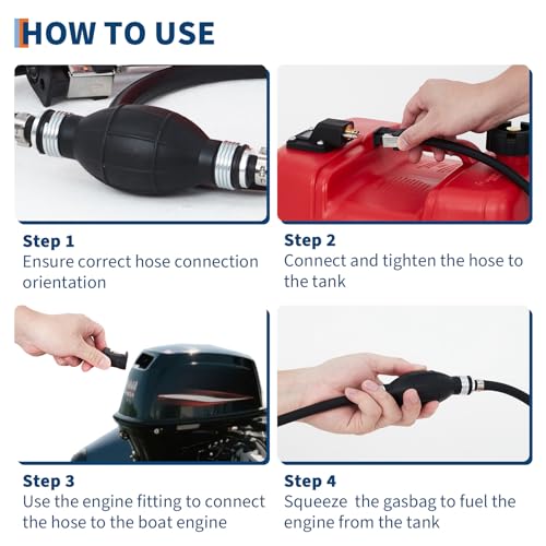 3 Gallon Marine Portable Tank Outboard Boat Transfer Tank with Line l-Shaped Handle Easy to Carry 14.1*11.2*9.8 Inch - size: 12 L