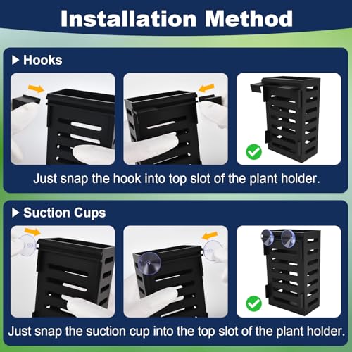 4Pack Aquarium Plant Holder Hanging Aquarium Planters with Hooks and Suction Cups Aquarium Planter Cups Fish Tank Plant Holders for Aquatic Plant Cultivation, Aquascape Decoration