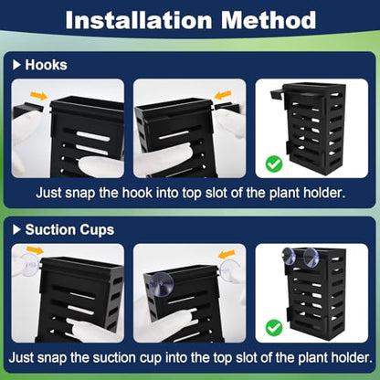 4Pack Aquarium Plant Holder Hanging Aquarium Planters with Hooks and Suction Cups Aquarium Planter Cups Fish Tank Plant Holders for Aquatic Plant Cultivation, Aquascape Decoration