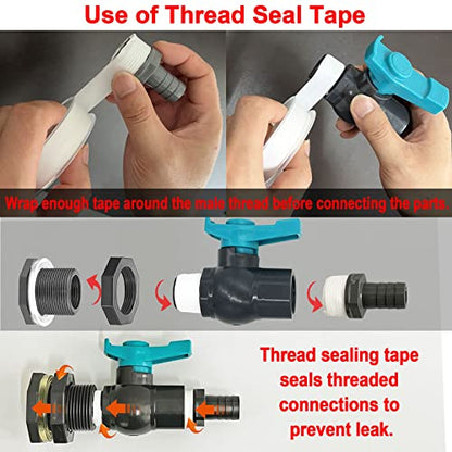 Rain Barrel Spigot PVC Faucet Kit Water Diverter Kit with Bulkhead Fitting, Ball Valve, Garden Hose Barb(25mm) Adapter, Pipe Clamps, Thread Tape, Hole Saw(for 25mm ID Hose)