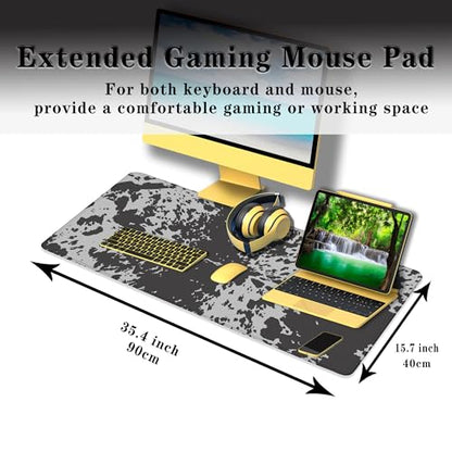 Big Mouse Pads Black Gaming Mousepad Computer Desk Mat Cute Desk Mat Non-Slip Rubber Base Waterproof with Stitched Edges 35.4 X 15.7 for Game Office, Horse Hide Animal Print - color: Horse Hide Animal