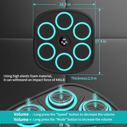 Music Boxing Machine, Wall Mounted Punching Bag with Bluetooth - color: Black