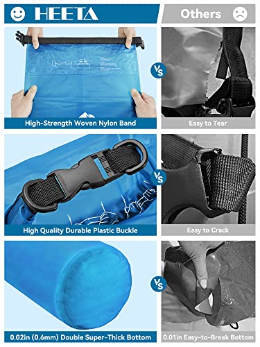 HEETA Dry Bag Waterproof for Women Men, 5L/10L/20L/30L/40L Roll Top Lightweight Dry Storage Bag Backpack with Phone Case for Travel Swimming Boating Kayaking Paddle Board Camping Beach Accessories