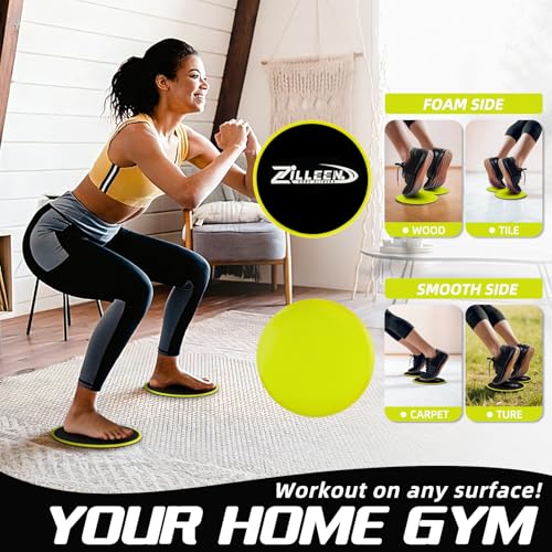 ZILLEEN Exercise Sliders for Working Out Pilates Fitness Discs 2pcs - color: Yellow