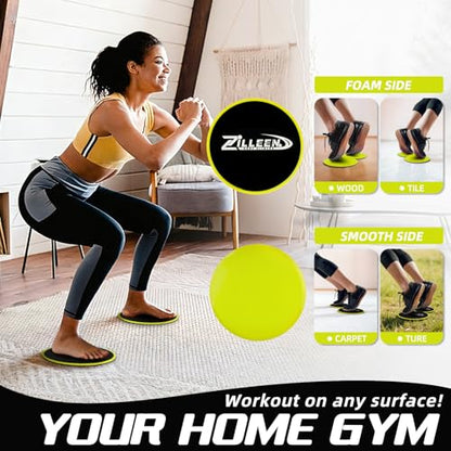 ZILLEEN Exercise Sliders for Working Out Pilates Fitness Discs 2pcs - color: Yellow