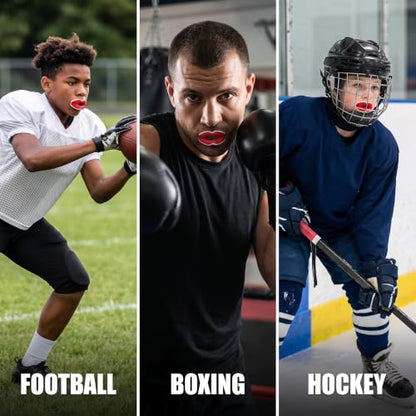 Red Mouth Guard, Sports Mouth Guard Mouthguard for Football, Basketball, Hockey, MMA, Boxing, Jiu Jitsu, Adult & Youth Red&White Adults Mouthguards