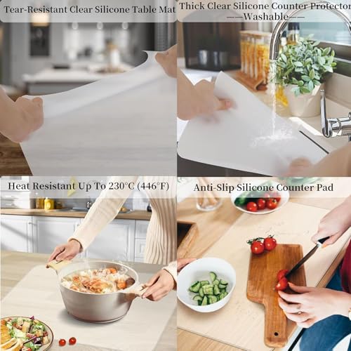 Transparent 10x50 in Small Office Desk Blotter Mat Clear Silicone Table Protector Cover Pad Topper Surface Proection Mat Pad Anti Scratch Table Mat End Table Protector Waterproof Easy Clean - size: 10in x 50in
