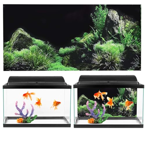 Akozon Fish Background, 55 Gallon Aquarium Decoration Sticker, DIY Seafloor Water PVC Sticker for Aquarium (91 * 50cm)