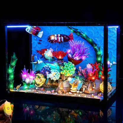LocoLee Light kit Compatible with Lego 10366 Tropical Aquarium - No Model Only Light, Touch Dimmer Switch Lighting Accessories for Lego Icons Aquarium 10366 Fish Tank (Standard Version)