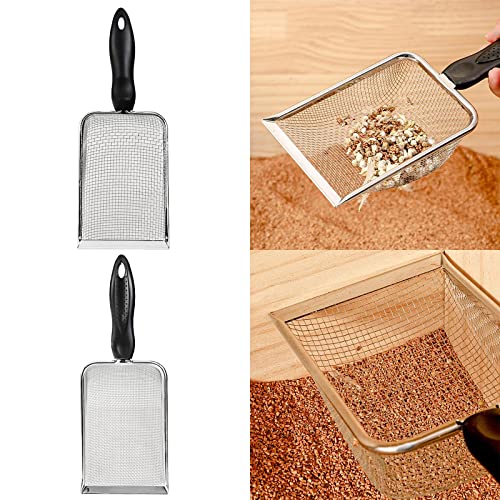 Sand Scooper Stainless Steel Fine Mesh Metal Shovel Terrarium Substrate Litter Corner Scoops Scooper for Bedding Bearded Dragon Scoops - size: 2.8mm hole