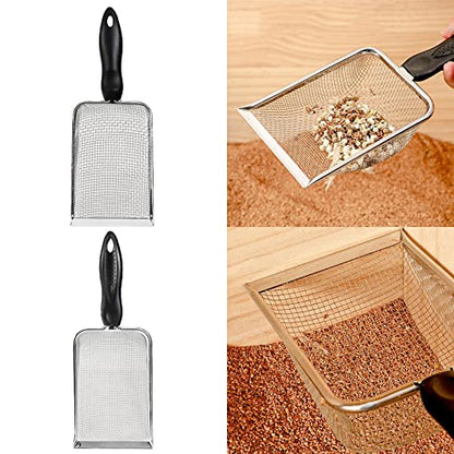 Sand Scooper Stainless Steel Fine Mesh Metal Shovel Terrarium Substrate Litter Corner Scoops Scooper for Bedding Bearded Dragon Scoops - size: 2.8mm hole