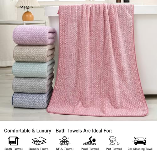 JML Microfiber Bath Towels, 2 Pack, 27x55 in, Fine Wave Pink - color: Cationic Fine Wave Pink, size: 2 Pack (27 in x 55 in)