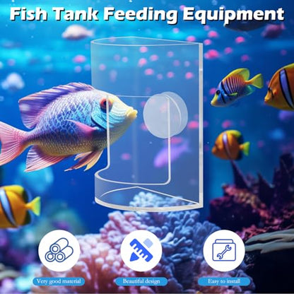 New Fish Tank Feed Tray with Suction Cup, Tank Divider Supplies, Feeding Tube Supplies Breeder Box for Aquarium, Round Aquariums & Fish Bowls Accessories - color: 1.Transparent