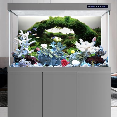 AWERT 24x16 inches Aquarium Background Green Algae Stone Aquarium Background Aquatic Plant River Bed & Lake Fish Tank Background Vinyl Background