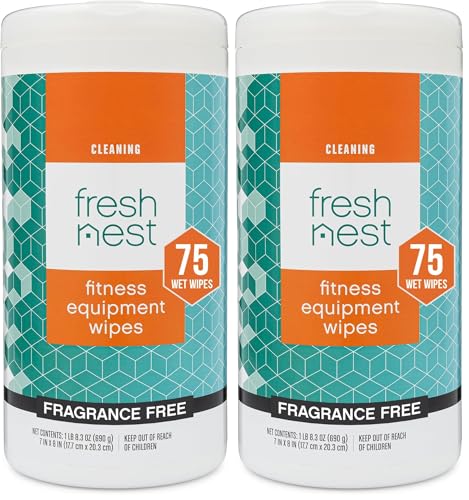 Fitness Equipment Wipes - Cleaning Wipes - 2 Pack | Cleaning Wipes for Yoga Mats,Studios, Gym, Peloton & Cycle Bikes, Spas, Fragrance-Free, Surface Cleaning for Home and Office - size: 75 Count (Pack of 2)