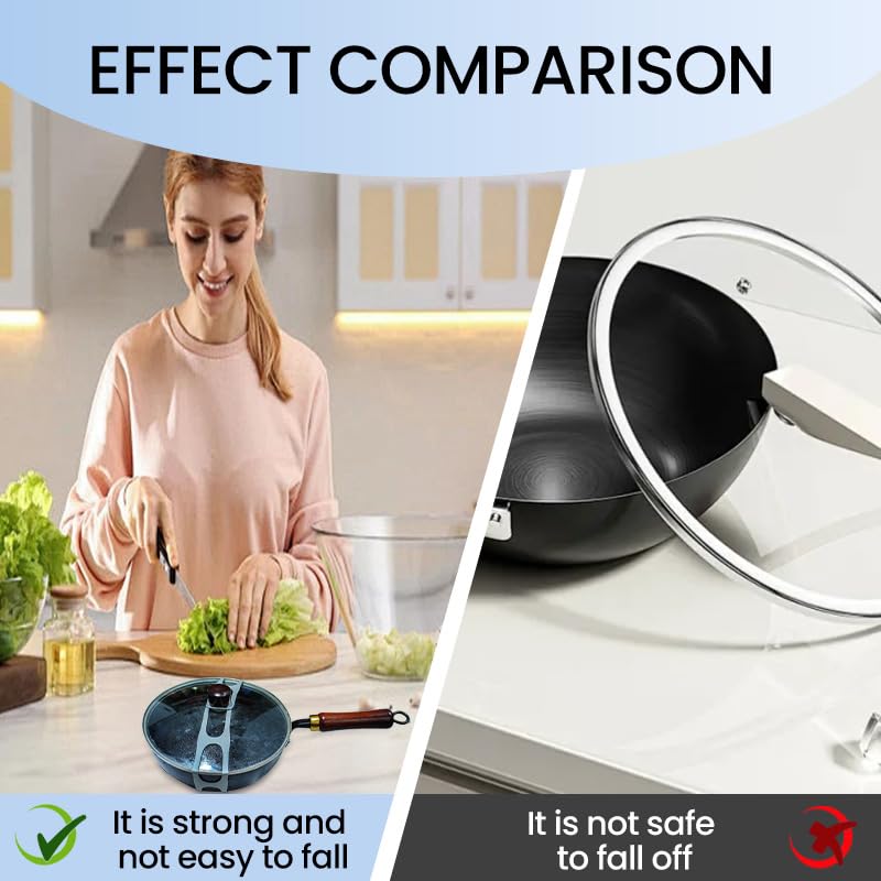 Grey Silicone Lid Straps - 3 Pcs Adjustable Bands for Pots & Pans | Adjustable silicone straps keep lids firmly attached to pots, preventing sliding or loss during storage - color: grey