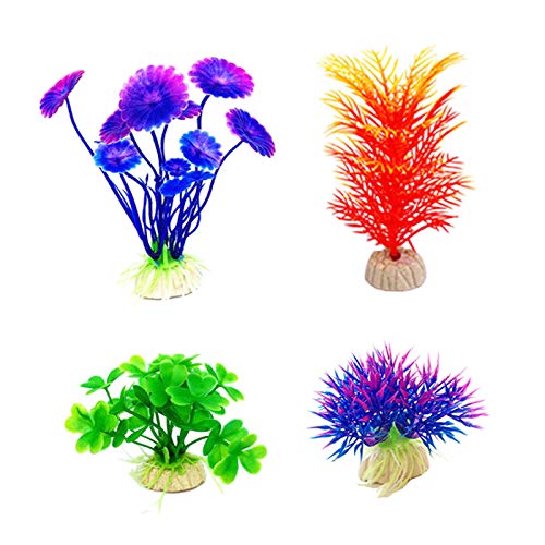 Artificial Aquatic Plants 11 Pcs Small Aquarium Plants Artificial Fish Tank Decorations，Used for Household and Office Aquarium Simulation Plastic Hydroponic Plants