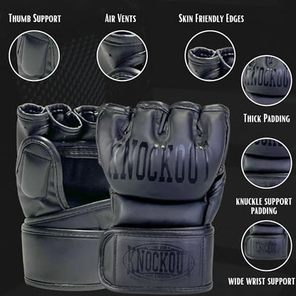 Grappling UFC MMA Gloves for Men Women, Training & Sparring, Martial Arts Punching Bag Gloves with Open Palms Kickboxing Gloves, Muay Thai, MMA - size: X-Large
