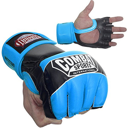 Combat Sports Pro Style Grappling MMA Gloves - color: Blue, size: Youth Large