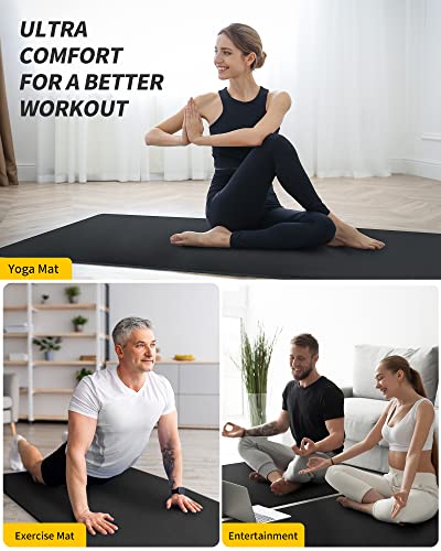 CAMBIVO Extra Long Wide Yoga Mat, Thick PVC Workout Mat | For tall and plus-size, cushioned PVC with non-slip bottom, for home gym pilates barefoot and bodyweight training - size: 84" x 30" x 6mm