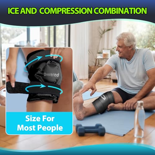 Ice Packs for Injuries Reusable Knee Gel Ice Pack Wrap for Swelling Black | Pliable Low-Freeze Gel, Multi-Joint Pain Relief, Hands-Free Secure Strap, Accelerated Recovery Tool, Large - color: 1pc Knee Ice Wrap-black