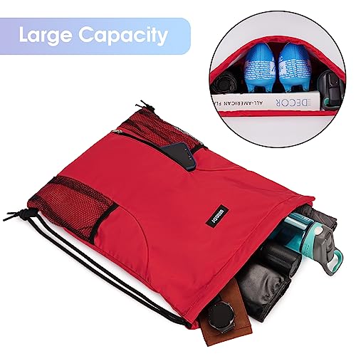 WANDF Drawstring Backpack, Gym Sackpack for Sports - color: Red
