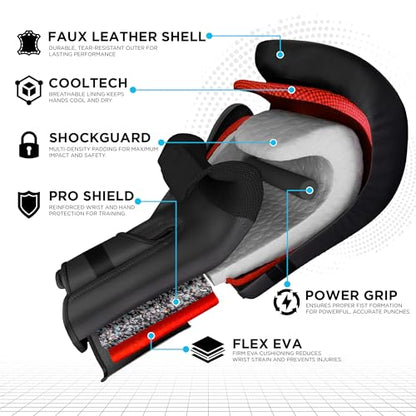 WYOX Boxing Bundle – Focus Mitts & Adult Boxing Gloves Set, Curved Punch Pads, MMA Training Gear for Muay Thai, Kickboxing, Sparring, Punching Bag Workout Equipment