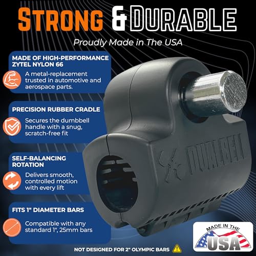 Dumbbell Converter to Barbell For 1" Bars, 500lb, Black w/Collars - color: Black (for standard 1" bar)