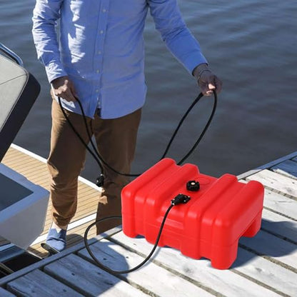 15 Gallon Portable Marine Can, Large Capacity Boat Tank, 2-Way Vented Cap, Built-in Gauge & Pick-Up, Handles, for Outboard Engine Boats,Yacht, Fishing,Deck Boats
