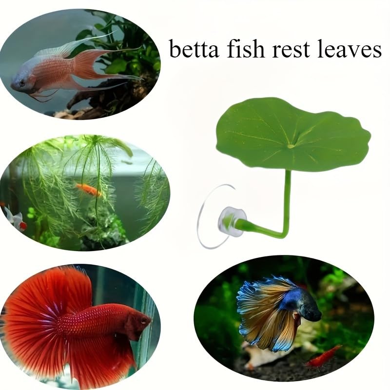 4Pc Green Leaf Betta Fish Hammock Stress-Reducing Aquarium-Safe Decor with Strong Suction Cup Fake Plant Fish Tank Decoration