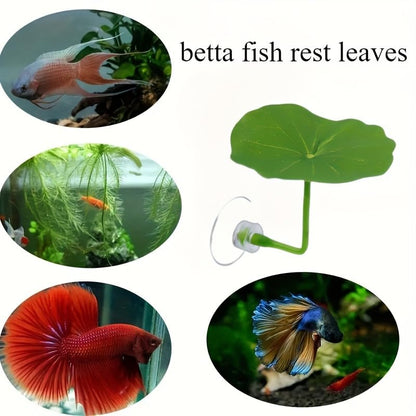 4Pc Green Leaf Betta Fish Hammock Stress-Reducing Aquarium-Safe Decor with Strong Suction Cup Fake Plant Fish Tank Decoration