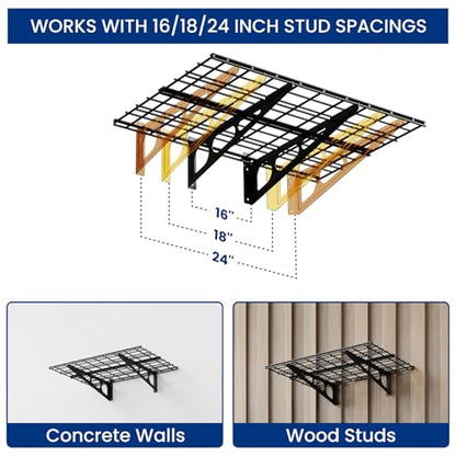FLEXIMOUNTS 2-Pack Garage Shelving with Hooks, 2x6ft Storage Shelves, Black - color: Black, size: 2 pack-2x6 ft w/hooks