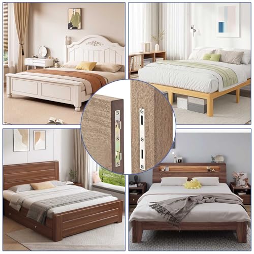 4 Set Bed Rail Fasteners Heavy Duty Bed Rail Brackets Bed Frame Rail Hardwa-5 INCH（Screws Included）