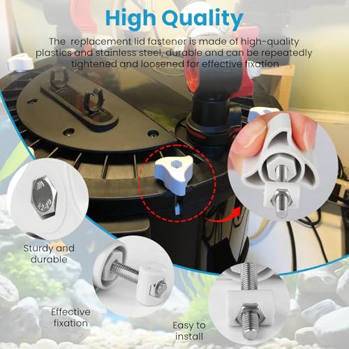 ETZ 2 Kit Canister Filter Lid Fastener Compatible with Fluval FX4/FX5/FX6 Filter, Lid Fastener Locking Nut Replacement Parts A20215, for Aquarium Filter Lid Locking, Secure Fit
