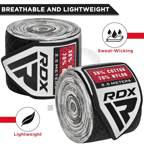 RDX Boxing Wraps Kids 2.5M Inner Gloves, Elasticated Thumb Loop Bandages, Junior Under Mitts Hand Fist Protector Wrist Support Straps, Muay Thai MMA Kickboxing Martial Arts Speed Bag Punching Training - color: CAMO GREY
