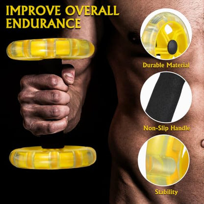 Kisangel Dual Ab Roller Wheel Set for Core Workout, Portable Abdominal Exercise Equipment with Foam Grip for Home Gym, Lightweight Fitness Training Tool for Men and Women, Yellow