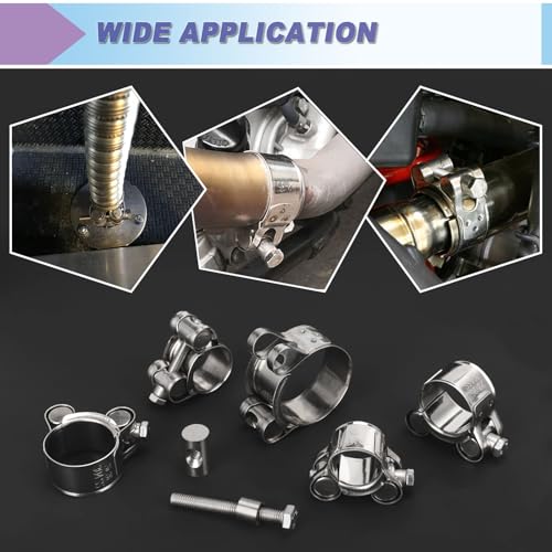 4 Pack 1.05" T-Bolt Hose Clamps, 304 Stainless Steel Heavy Duty Hose Clamps, Turbo Intake Clamp Working Range 26mm-28mm for 1.05" Hose OD