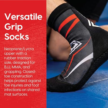 KO Sports Gear Grip Socks for Wrestling, BJJ & MMA, Closed-Toe Non-Slip Socks with Rubber Sole for Mats, Yoga, Home, Hospital - size: 12