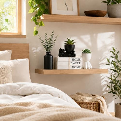 4PCS Farmhouse Home Decor Set, 3Pcs Faux Books + 2Pcs Fake Succulents Plants + 1Pcs Ceramic Vase with 5Pcs Eucalyptus Stems, for Room Shelf Table Decor Aesthetic Indoor