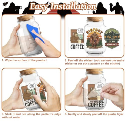 UV DTF Cup Wraps Transfer Stickers Bigfoot in Forest Pattern, 10 Sheets Waterproof Custom Vinyl Transfer Sticker 16oz Coffee Glass Cup Tumbler Bottle Mug Decals for Men Women - style: Bigfoot in Forest