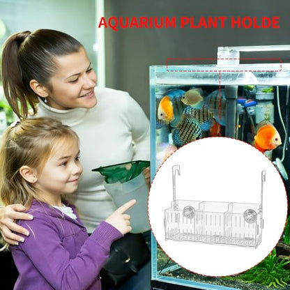 Plant Holder for Aquarium - Acrylic Hydroponic Basket Transparent Adjustable Height Aquatic Plant Holder Decoration Corner Shelf Underwater Vine Moss