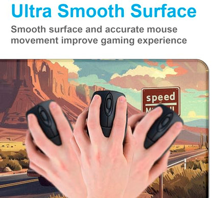 Natural Mountain View Gaming Computer Keyboard Pad, Computer Mouse Pad | The Surface Of The Mouse Pad Is Designed With Fiber Woven Material, And The Base Is Made Of Natural Anti Slip Rubber. - color: Grassland Highway