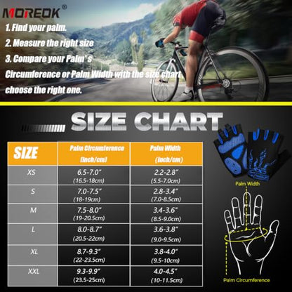 MOREOK Cycling Gloves Bike Bicycle Gloves, Half Finger 5MM Gel Anti-Slip - color: Blue, size: Large