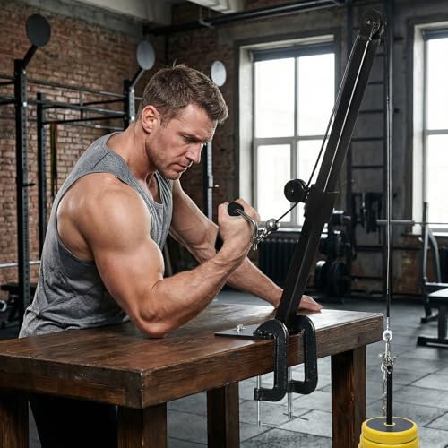 Arm Wrestling Battle Table Training System, Tabletop Pulley Machine for Wrist & Forearm Strength Development with Handle(Black)