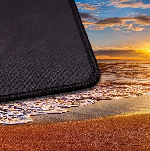 Sunset Beach Large Gaming Mouse Mat with Stitching Edges, Office Desk Mat | The Surface Of The Mouse Pad Is Designed With Fiber Woven Material, And The Base Is Made Of Natural Anti Slip Rubber. - color: Beach at Sunset