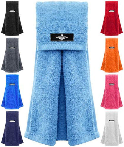 Football Towel with Hook & Loop Fastener (Columbia Blue) | Quarterback QB Sports Towel Football to Clean Hands, Visor and Gloves - Highly Absorbent, Quick Dry - color: Columbia Blue