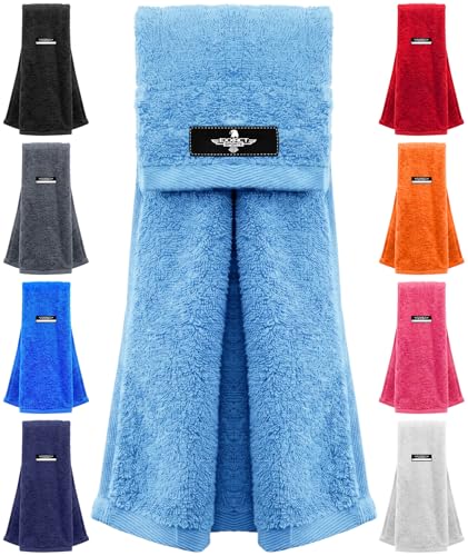 Football Towel with Hook & Loop Fastener (Columbia Blue) | Quarterback QB Sports Towel Football to Clean Hands, Visor and Gloves - Highly Absorbent, Quick Dry - color: Columbia Blue