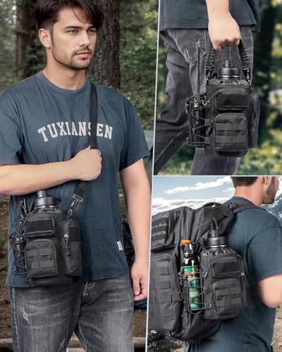RXW 64oz Insulated Water Bottle Half Gallon Water Jug with Sleeve Tactical - color: Black