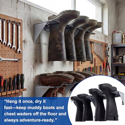 Zonon Wader Hanger Steel Boot Hanger Wall Mount - color: Silver, size: 2 Pairs