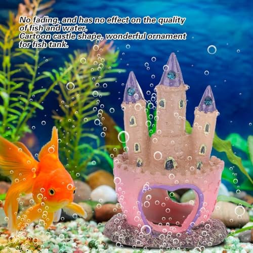 Castle Aquarium Decoration, Castle Fish Tank Decorations Girl Aquarium Decorations Princess House Castle Fish Tank Ornament Heart Castle Aquarium Ornament for Aquatic Pets to Breed Play and Rest
